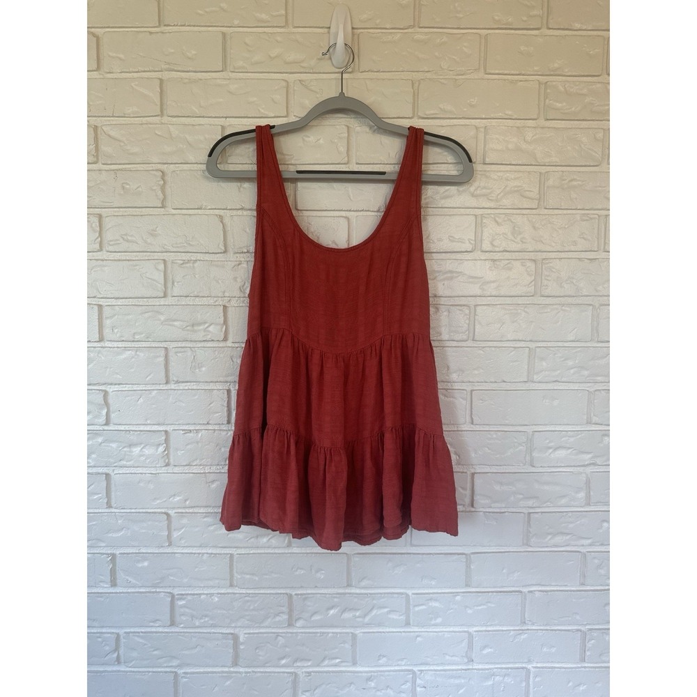 AEO American Eagle Women's Sleeveless Boho Peplum Tank Top Medium Rust
